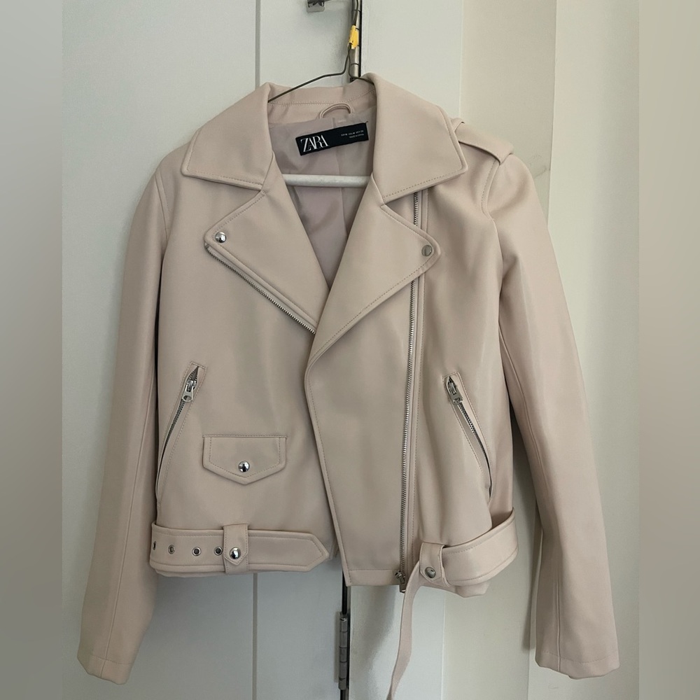 Baby Pink Leather Jacket from Zara